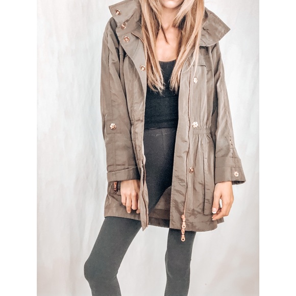 taupe raincoat